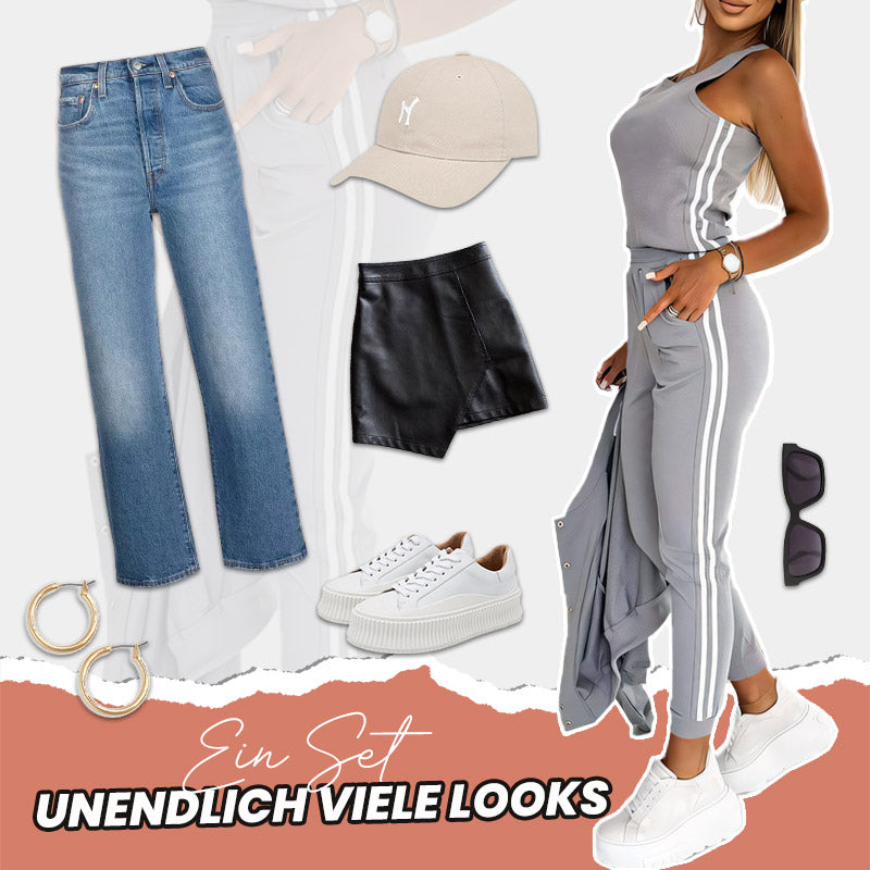 Completo da allenamento donna | 3 pezzi | Giacca da baseball e pantaloni | Grigio