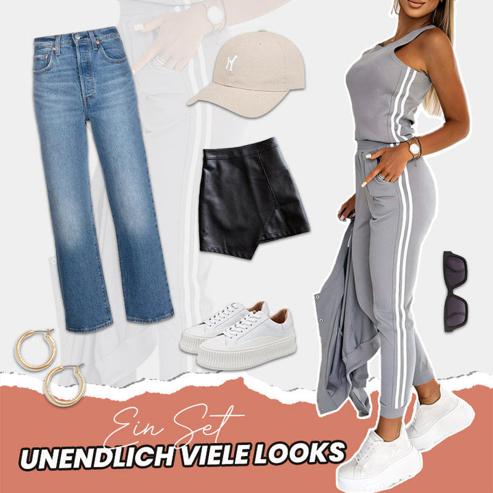 Completo da allenamento donna | 3 pezzi | Giacca da baseball e pantaloni | Grigio