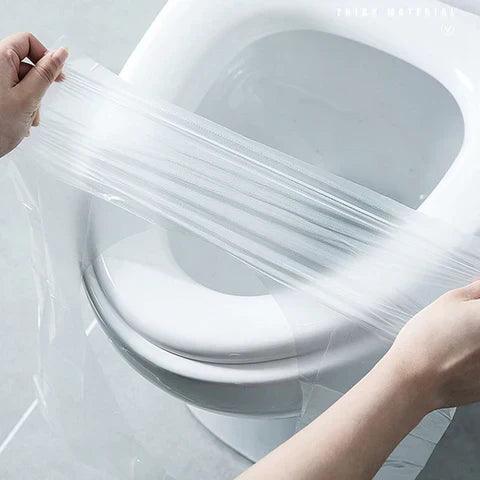 Toilet seat covers for travel (50 pieces) | Universal fit 40×48 cm | Foldable, non-slip &amp; hygienic barrier