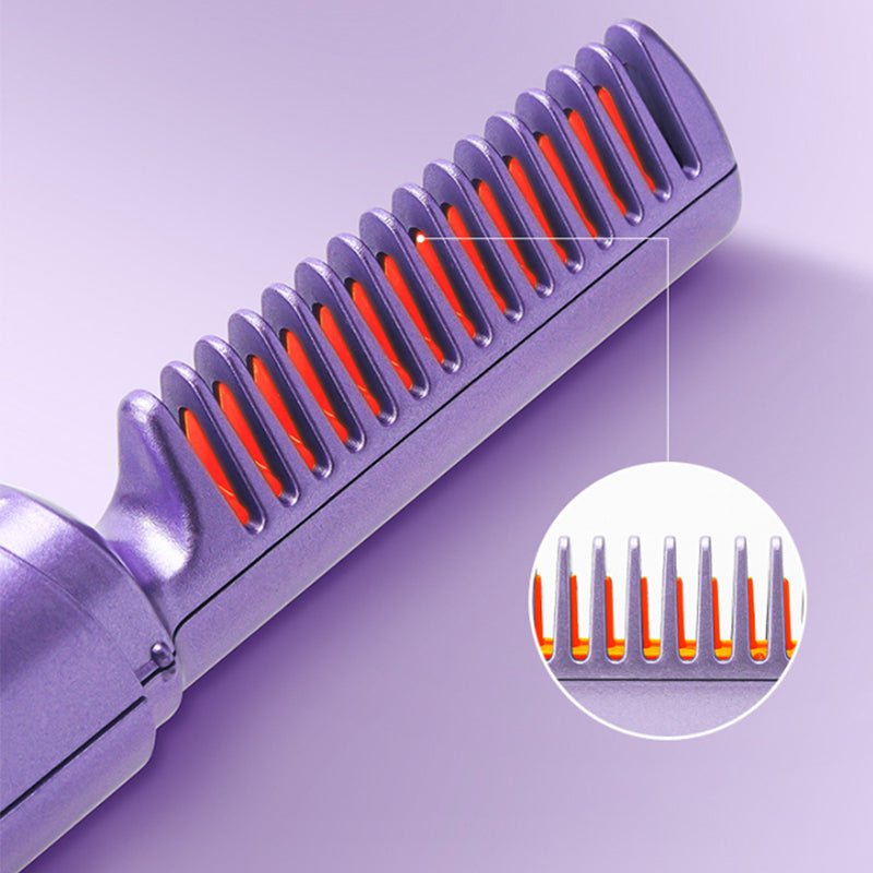Kabelloser Mini-Haarglätter-Kamm | Wiederaufladbare Glättbürste mit 3 Temperaturstufen und Keramikbeschichtung
