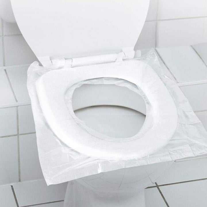 Toilet seat covers for travel (50 pieces) | Universal fit 40×48 cm | Foldable, non-slip &amp; hygienic barrier
