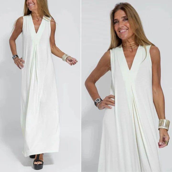 Damen Maxikleid mit V-Ausschnitt &amp; Cardigan | Langärmeliges Kleid für Alltag &amp; besondere Anlässe | Elegant &amp; Bequem