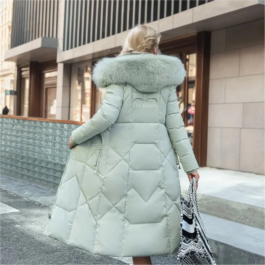 Damen Winterparka lang mit Kapuze | Warm gefütterte Parka Jacke mit verstellbarer Kapuze und großen Taschen für kalte Tage