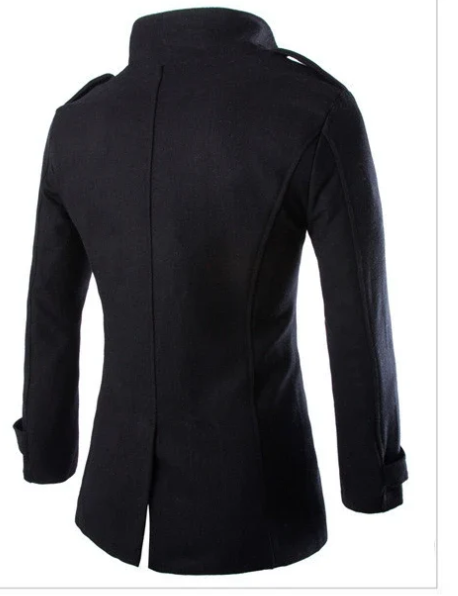 Herren Wollmantel lang mit herausnehmbarer Weste | Warmer Wintermantel mit Stehkragen, tailliertem Schnitt und praktischen Taschen