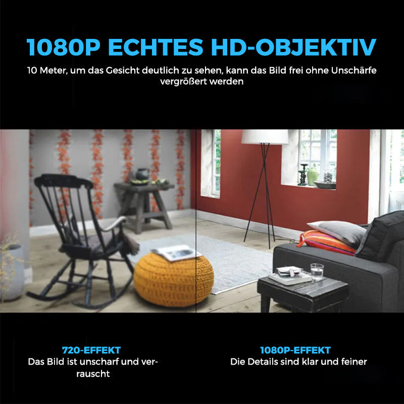 Mini caméra intérieure Wi-Fi 1080p avec vision nocturne | Détection de mouvement &amp; alertes push | Visualisation en direct via app avec audio | microSD 64 Go incluse