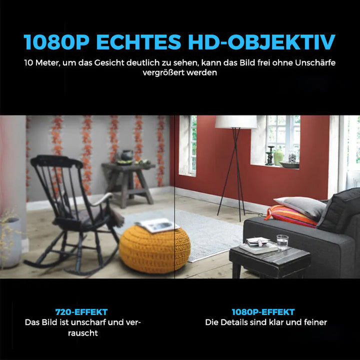 Mini caméra intérieure Wi-Fi 1080p avec vision nocturne | Détection de mouvement &amp; alertes push | Visualisation en direct via app avec audio | microSD 64 Go incluse