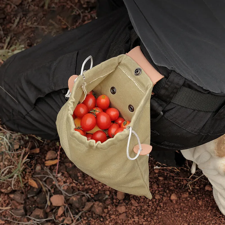 Faltbare Canvas Gürteltasche | Wasserdichtes Canvas+PU, Kordelzug | Freihändig am Gürtel/Rucksack | 21,5×20 cm