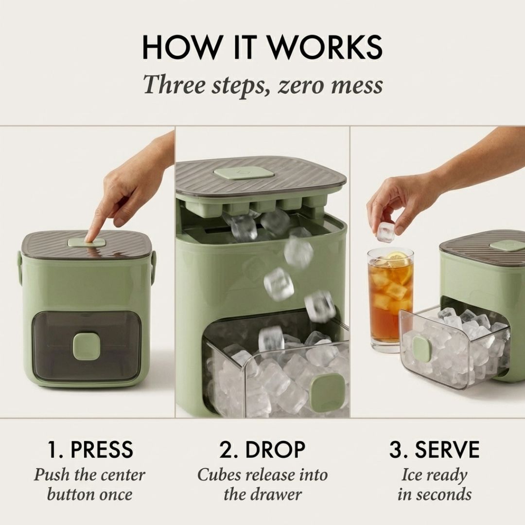 Eiswürfelform mit One-Touch-Release &amp; Aufbewahrungsbox | 48 Eiswürfel, Deckel &amp; Schaufel | BPA-frei