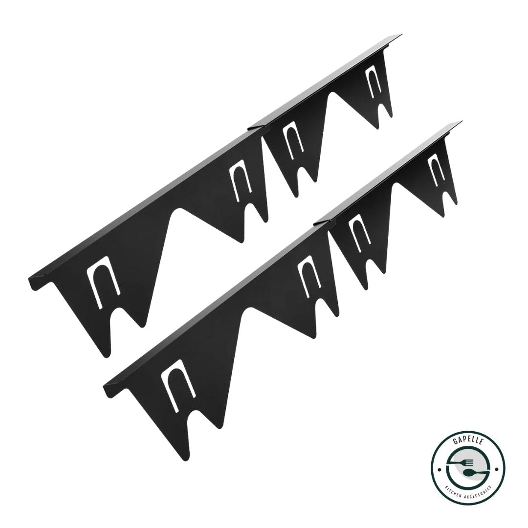 Verstellbare Edelstahl-Spaltabdeckung für die Küche 35–70 cm | Schützt vor Krümeln &amp; Flüssigkeiten | Werkzeuglose Montage | Schwarz oder Silber | 2er-Set
