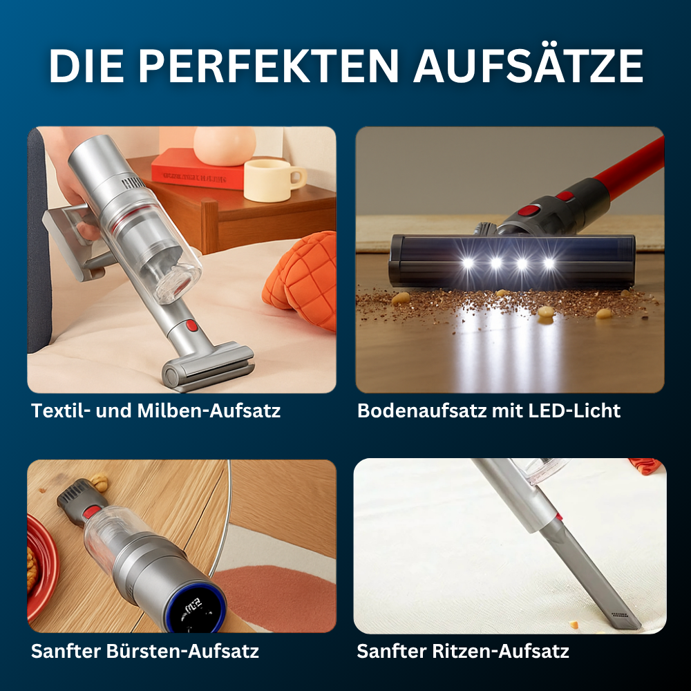 Akku Staubsauger | Kabelloser Handstaubsauger für Teppiche, Hartböden und schwer erreichbare Stellen