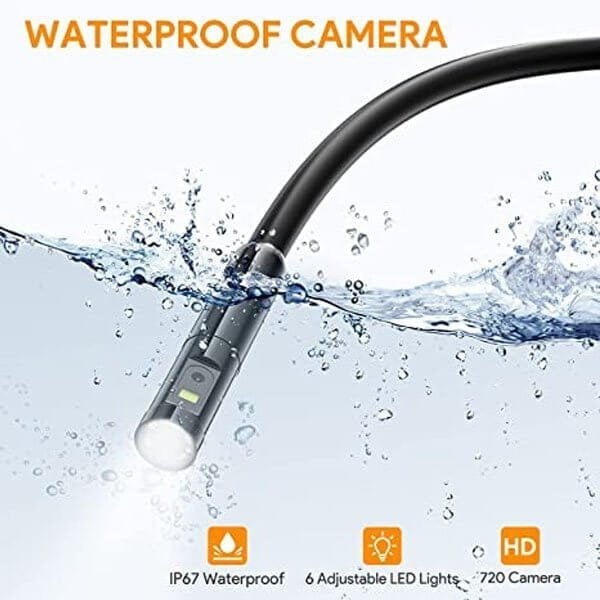 Endoskopkamera 3-in-1 für Handy &amp; PC | 7 mm Sonde, IP67 wasserdicht | 6 LED-Lichter dimmbar | 720p HD | Kabel 1–10 m