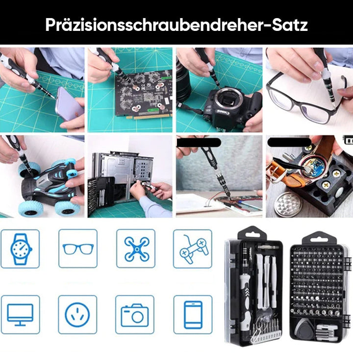 Präzisions-Schraubendreher Set | 115-in-1 mit 98 magnetischen Bits für Handy, Laptop und Feinmechanik