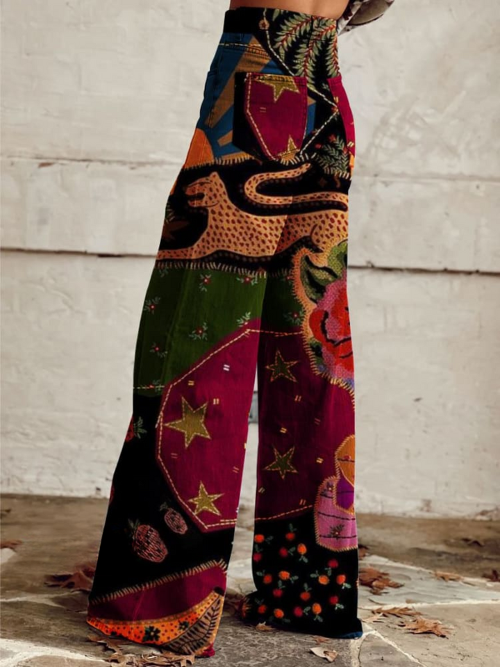 Damen Retro-Boho-Hosen | Weite Beine &amp; Vintage-Stil | Vielseitig &amp; Komfortabel