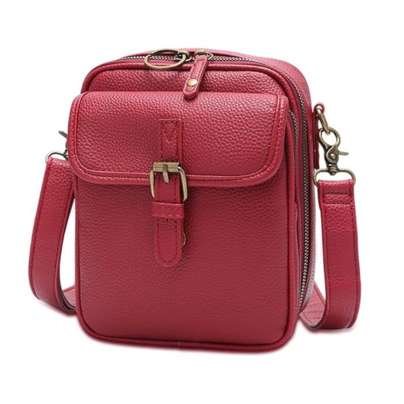 Damen Crossbody-Tasche mit Kartenfächern | Kleine Umhängetasche mit 2 Hauptfächern, Reißverschluss &amp; verstellbarem Gurt