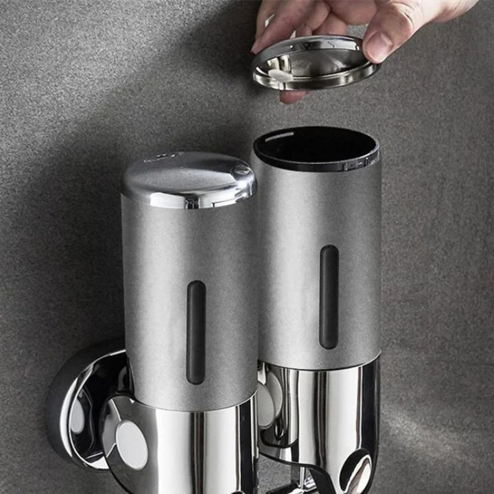 Distributore di sapone da parete | Acciaio inox e ABS | Design moderno | Salvaspazio e ricaricabile