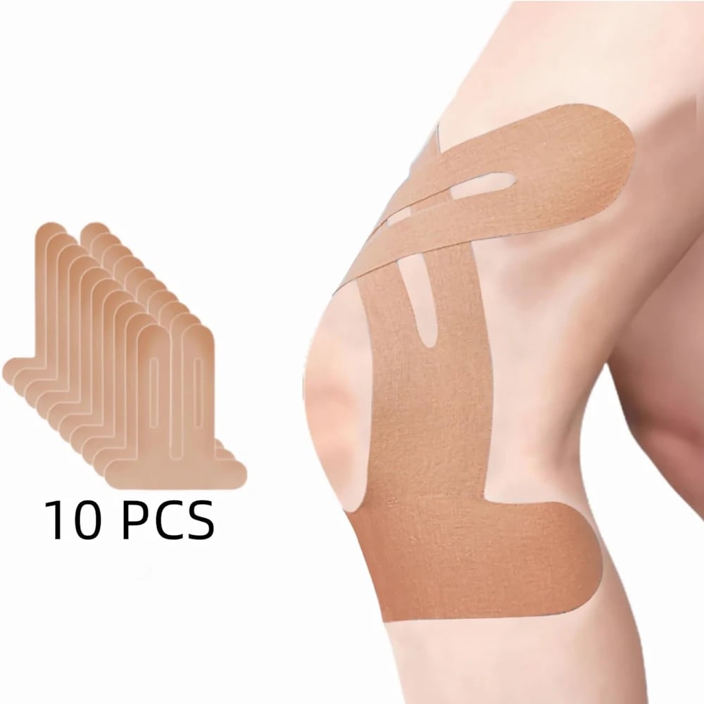 Vorge­schnittene Kinesio-Tapes fürs Knie | 150% dehnbar &amp; rutschfest | Atmungsaktive Baumwolle, stabilisierend im Alltag &amp; Sport
