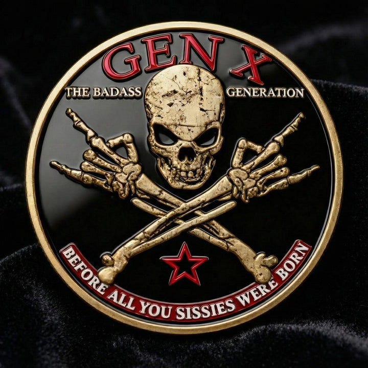 Gen X Sammlermünze mit 3D-Relief | Schwarz-Gold Design | Dekoratives Erinnerungsstück