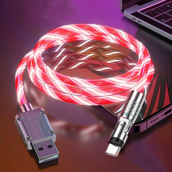 Câble de charge rapide avec effet lumineux LED | Connecteur pivotant à 540° | Câble USB avec charge rapide