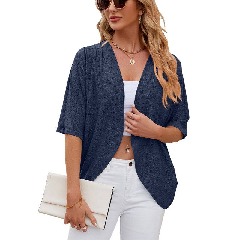 Damen Cardigan mit 3/4-Ärmeln | Leichter offener Strick-Cardigan | Weiche Übergangsjacke für Frühling, Sommer &amp; Herbst