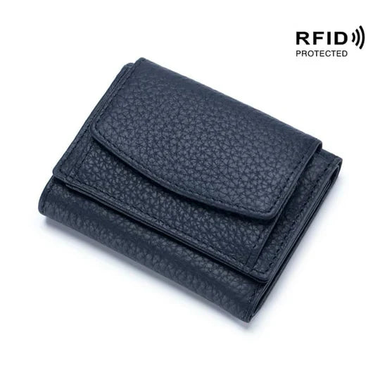 RFID-blocking mini wallet compact | Many card slots + coin pocket with zipper | Hidden compartment | 14 colors