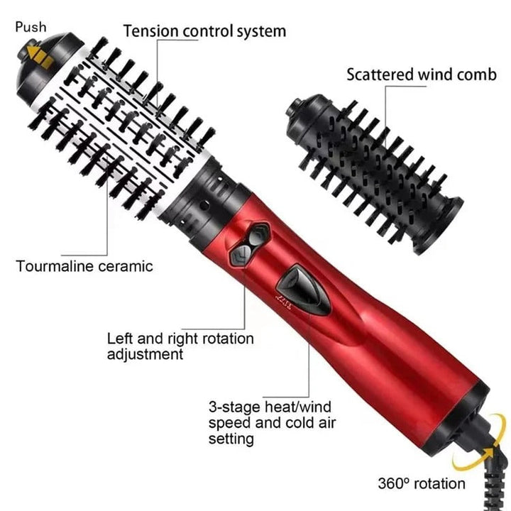 Forgó hajszárító kefe (Hot Air Brush) | Volumen + simítás + könnyű hullámok egy lépésben | Gyors száradás, kevesebb frizz | Otthoni és utazási használatra