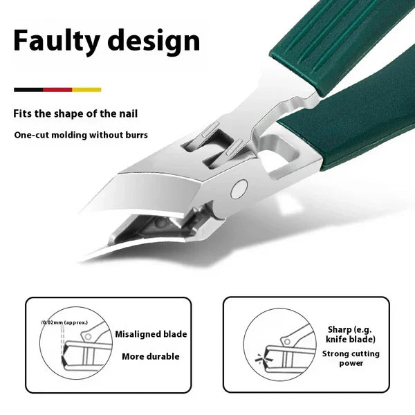 Angled nail clipper with splash guard – PrecisionEdge | wide opening for thick nails | non-slip PVC handle, 3 colors