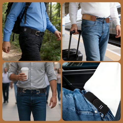Elastischer Gürtel | Ohne Löcher, stufenlos verstellbar und flexibel für Jeans, Chinos und Freizeithosen
