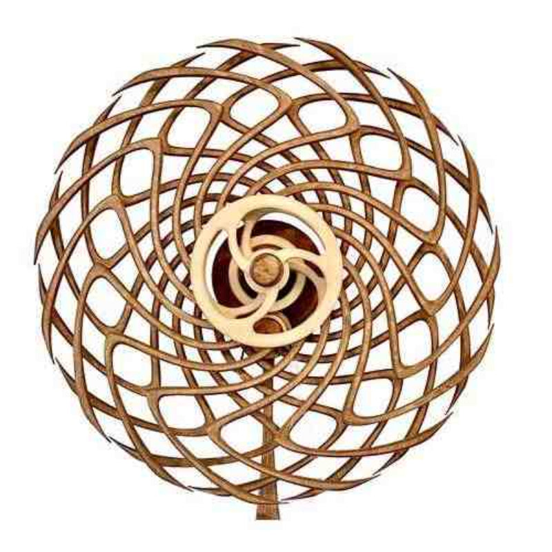 Kinetic Wood Sculpture with Spring Mechanism | Moving Wall or Table Decoration as Art Object | Handmade, Polished &amp; Coated