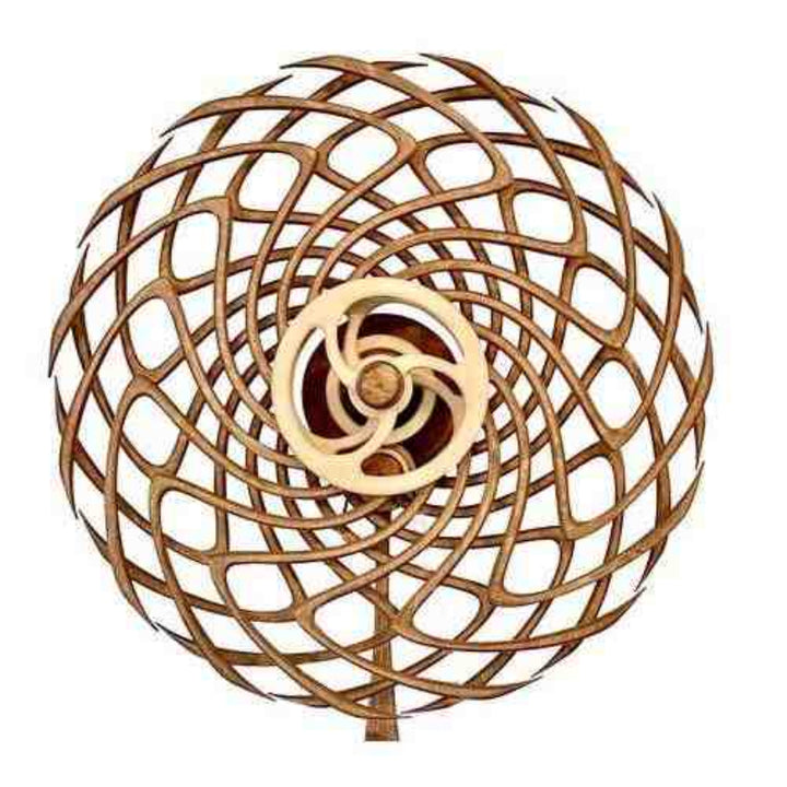 Kinetic Wood Sculpture with Spring Mechanism | Moving Wall or Table Decoration as Art Object | Handmade, Polished &amp; Coated