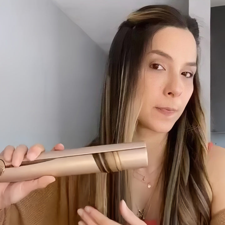 Lisseur et fer à boucler 2-en-1 avec plaques en titane | 5 niveaux de température, chauffe rapide | Arrêt automatique après 30 min