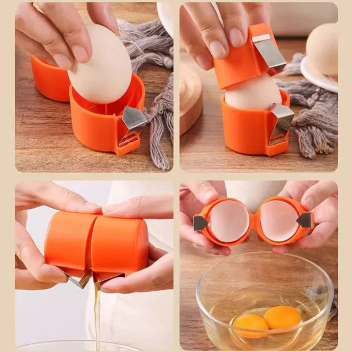 Apri uova set da cucina in silicone 2 pezzi | apre le uova pulitamente senza residui di guscio | lavabile in lavastoviglie, compatto 6,5×7 cm