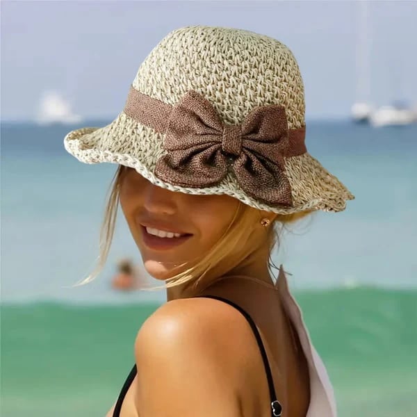Damen Sommerhut aus Stroh mit verstellbarer Krempe | Atmungsaktiv &amp; leicht für Strand, Urlaub &amp; Alltag | LunaShade