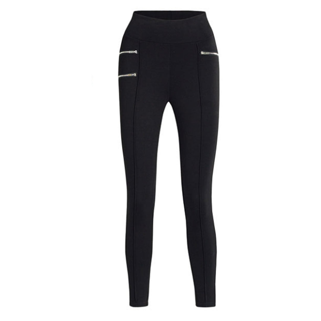 Damen High Waist Leggings | Figurbetonte Leggings im Jodhpur-Stil mit seitlichen Reißverschlüssen und Mittelnaht