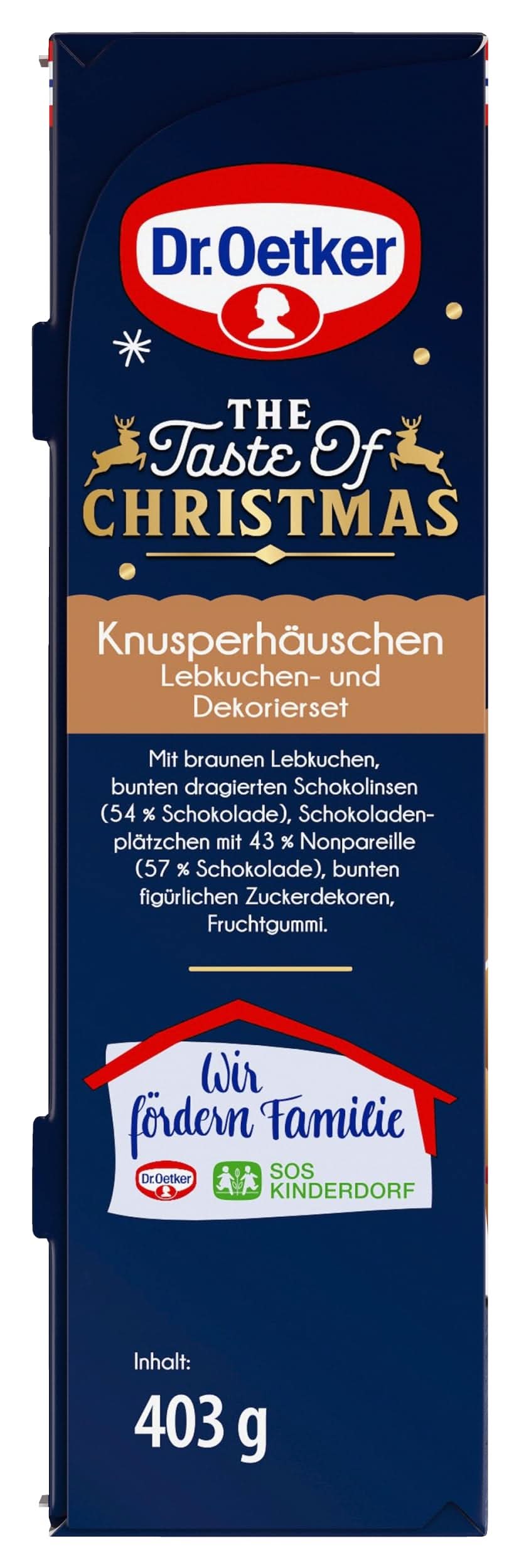 Lebkuchenhaus Bauset 403 g zum Selberbauen | Knusper-Häuschen mit Lebkuchenteilen, Zuckerguss und bunter Dekoration für Weihnachten