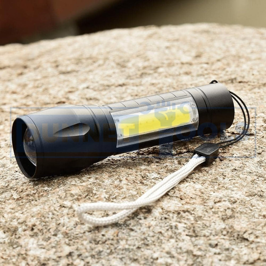 Wiederaufladbare LED-Taschenlampe 150 Lumen | Kompakte USB-Taschenlampe mit 3 Lichtmodi | Aluminiumgehäuse für Camping &amp; Alltag