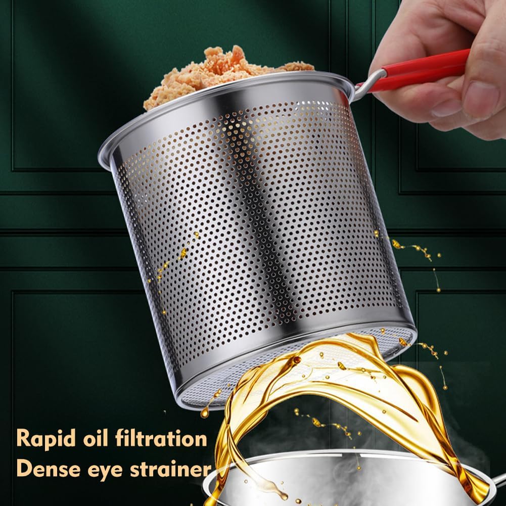 Edelstahl Frittiertopf mit Siebeinsatz | Öl-Sparender Frittier- &amp; Kochtopf für Induktion und Gas | 13 cm