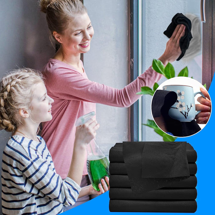 Chiffons microfibres pour verre, miroir &amp; acier inoxydable | Sans traces &amp; sans peluches sans produits chimiques | Lot de 10, 30×30 cm, lavable jusqu’à 60 °C