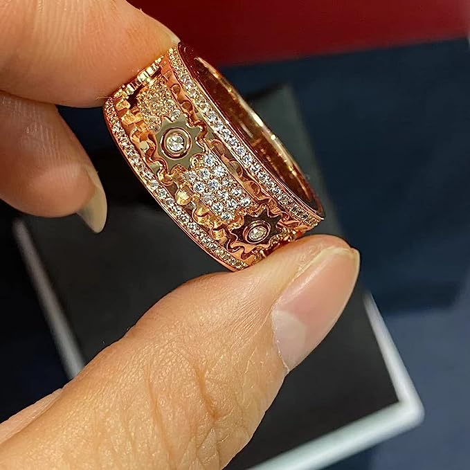 Fidget ring met draaiende tandwielen | Verstelbaar design | Chirurgisch RVS, hypoallergeen | Stil draaien voor focus | Zilver/Zwart