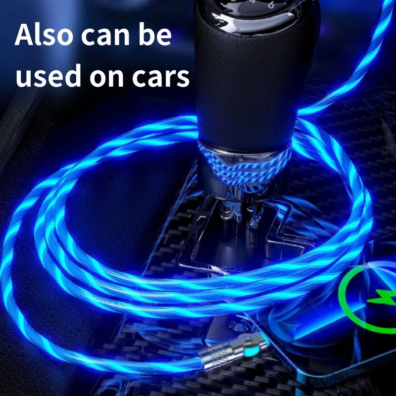Câble de charge rapide avec effet lumineux LED | Connecteur pivotant à 540° | Câble USB avec charge rapide