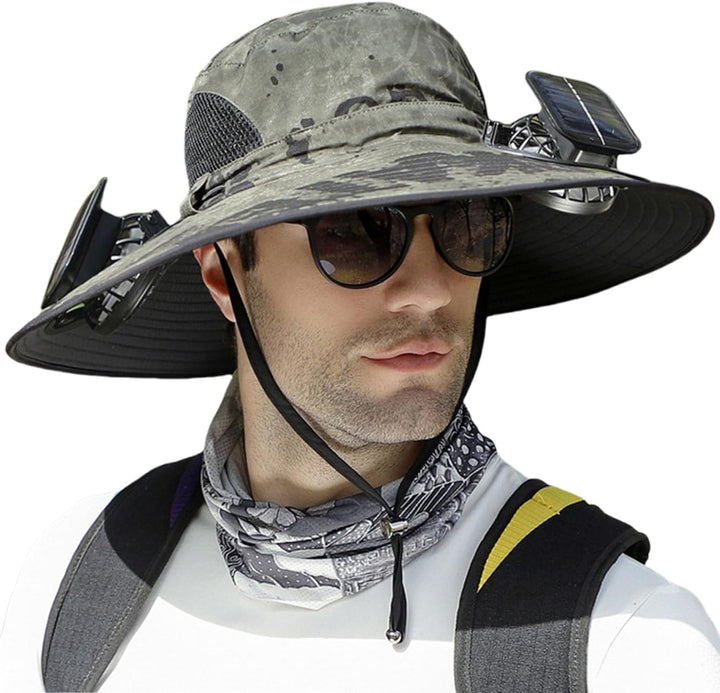 Solar Ventilator Hut mit USB-Ladefunktion | Verstellbare Sommerkappe für Outdoor &amp; Angeln | Unisex