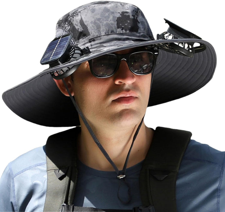 Solar Ventilator Hut mit USB-Ladefunktion | Verstellbare Sommerkappe für Outdoor &amp; Angeln | Unisex