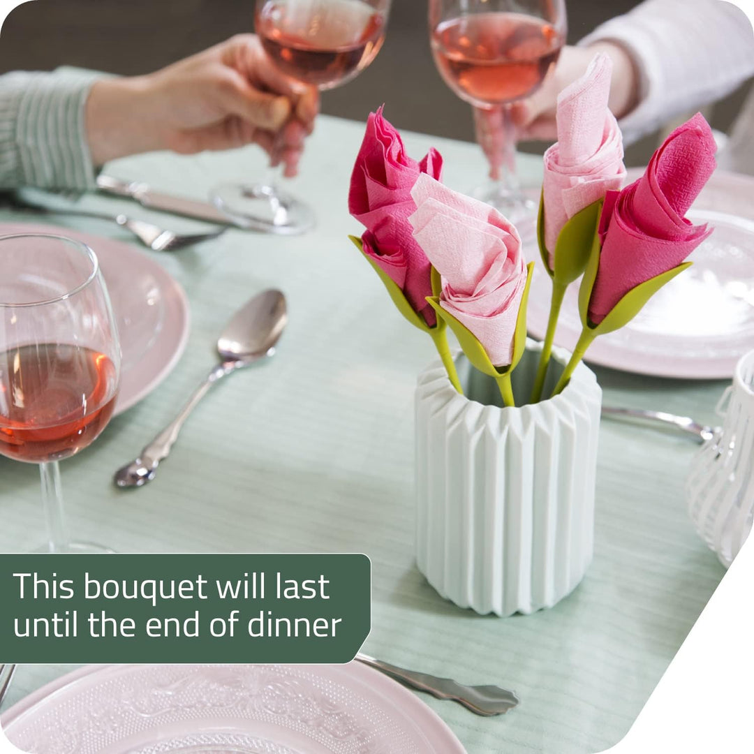 Formatori di fiori per tovaglioli 2 pezzi | Arrotola i tovaglioli in eleganti fiori | Per cena, matrimonio e tavola delle feste | Riutilizzabili, pronti in fretta