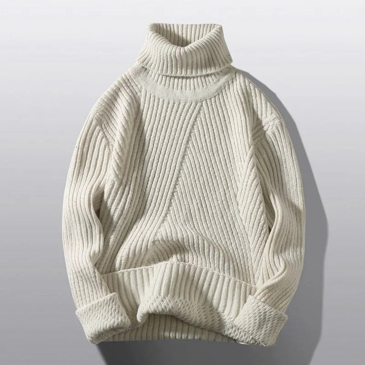 Herren Winter Rollkragenpullover aus Rippstrick | Warmer Pullover mit hohem Kragen, weicher Stoffqualität und lockerer Passform