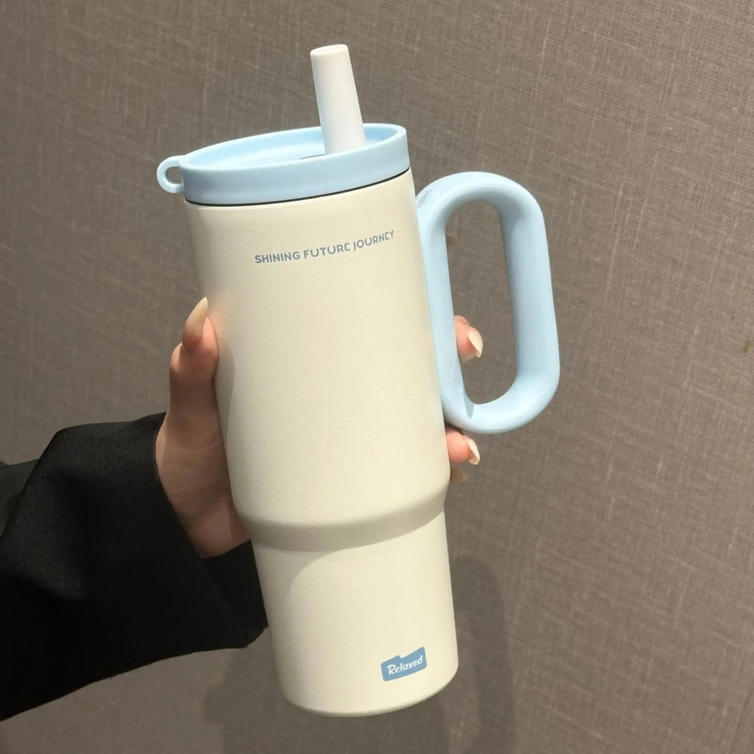 Edelstahl Trinkflasche 750 ml | Vakuumisoliert mit Strohhalm &amp; Griff für Alltag, Reisen und Outdoor
