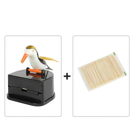 Zahnstocher-Spender mit sitzendem Vogel