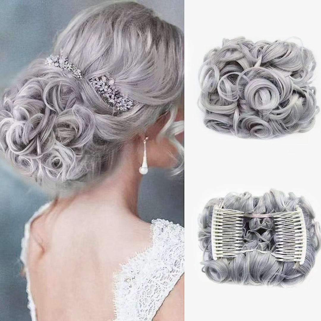 Göndör konty nagy hajrész | rendezetlen messy bun gumiszalaggal | azonnal több volumen másodpercek alatt | 2 darabos csomag