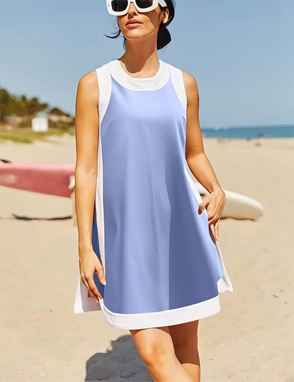 Damen 2-teiliges Sommer Set mit Color-Block Design | Locker geschnittenes Top &amp; High-Rise Shorts | Leicht &amp; atmungsaktiv