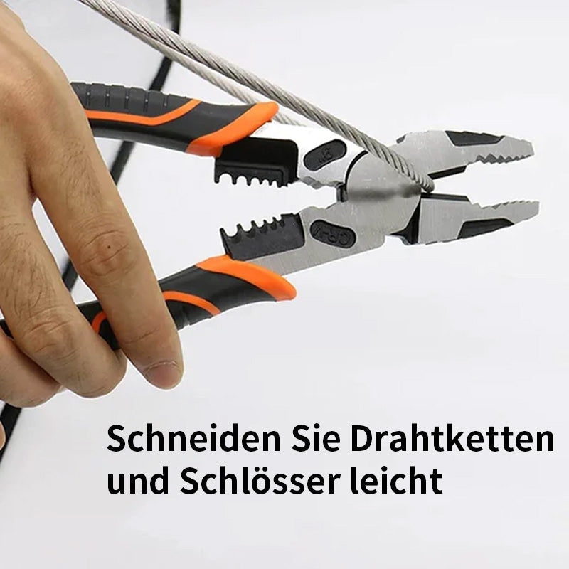 4-in-1 Elektrikerzange aus Chrom-Vanadium-Stahl | Abisolier-, Crimp- &amp; Schneidwerkzeug | Multifunktionszange 225 mm