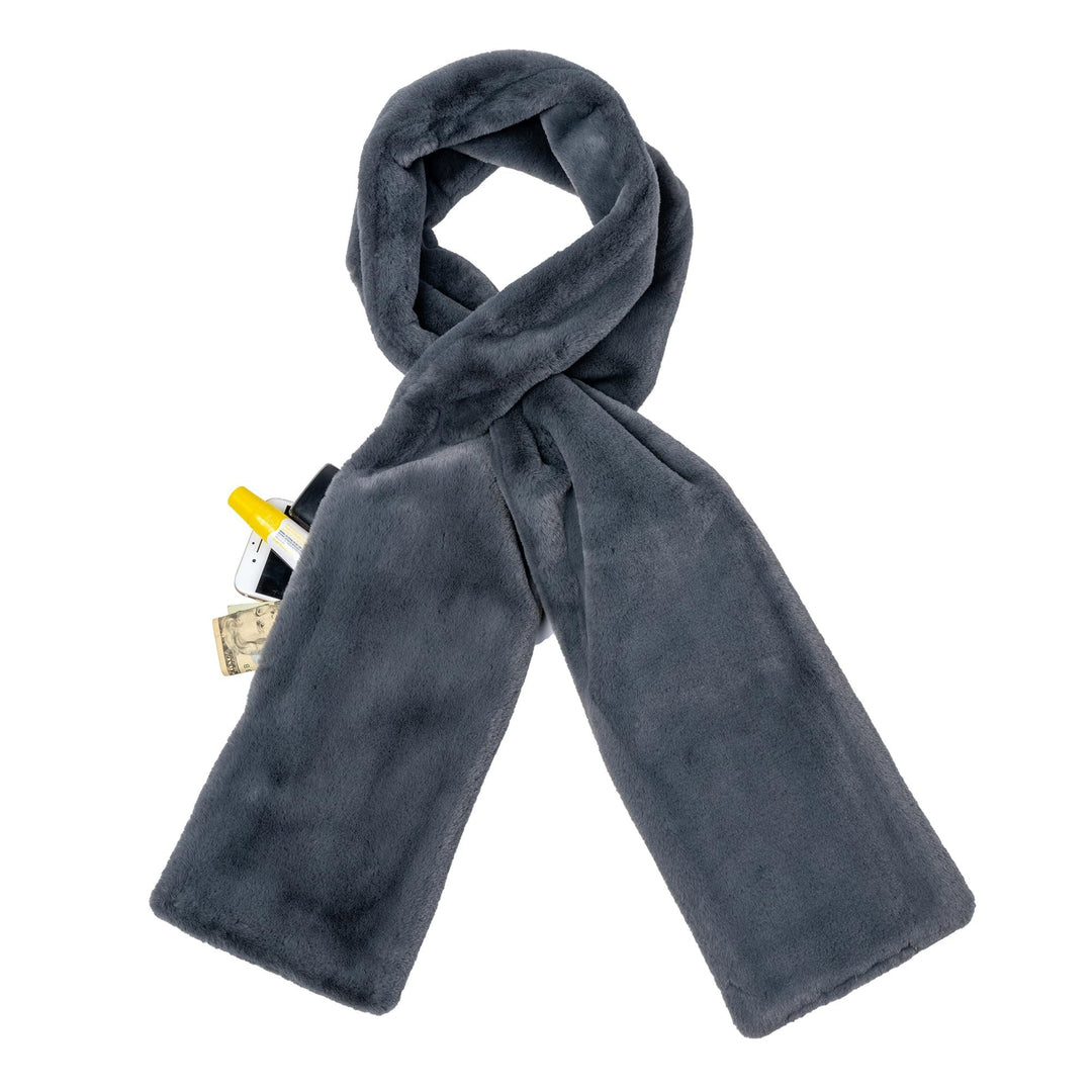 Damen Schal aus Kunstfell mit Verstecktem Reißverschlussfach | Warmer Loop-Schal mit Durchzieh-Design | Stilvoll &amp; Praktisch für Alltag und Reisen
