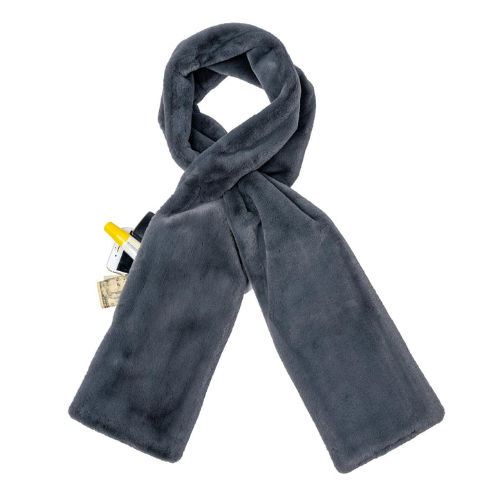 Damen Schal aus Kunstfell mit Verstecktem Reißverschlussfach | Warmer Loop-Schal mit Durchzieh-Design | Stilvoll &amp; Praktisch für Alltag und Reisen